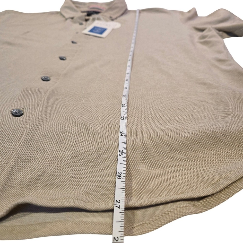 Jachs New York Mens Knit Oxford Shirt Beige Short Sleeve Button Down Size XL - Picture 8 of 9